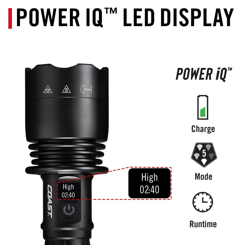 COAST XP40R LED Max 8000 High Up To 230m Waterproof and Dedicated Rechargeable Ideal for Facility Industrial and Crime Prevention Flashlight, Lumens,