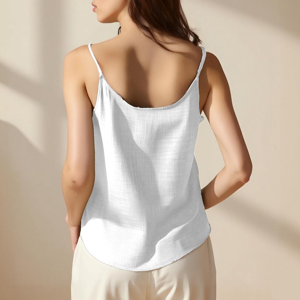 Dames Modeuze En Casual Mouwloze Katoen en Linnen Top