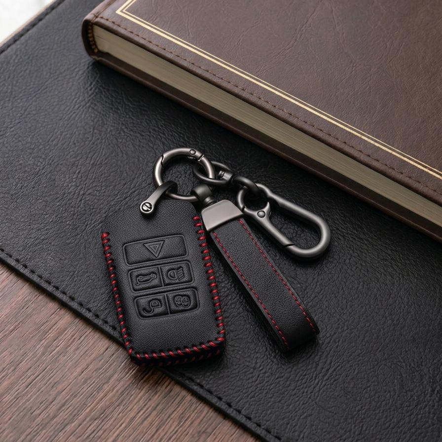 Leather Car Key Cover For Land Rover Range Rover Sport Evoque Velar Vogue Discovery Sport LR4 Remote Key Fob Protective Case