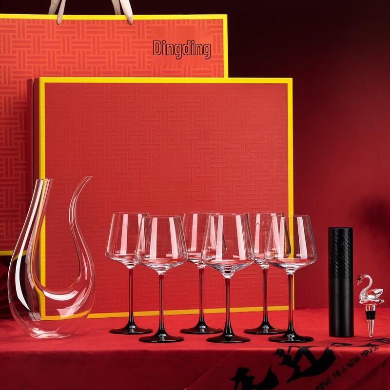 OLOEY Crystal Glass Red Wine Glasses with Rotating Rack