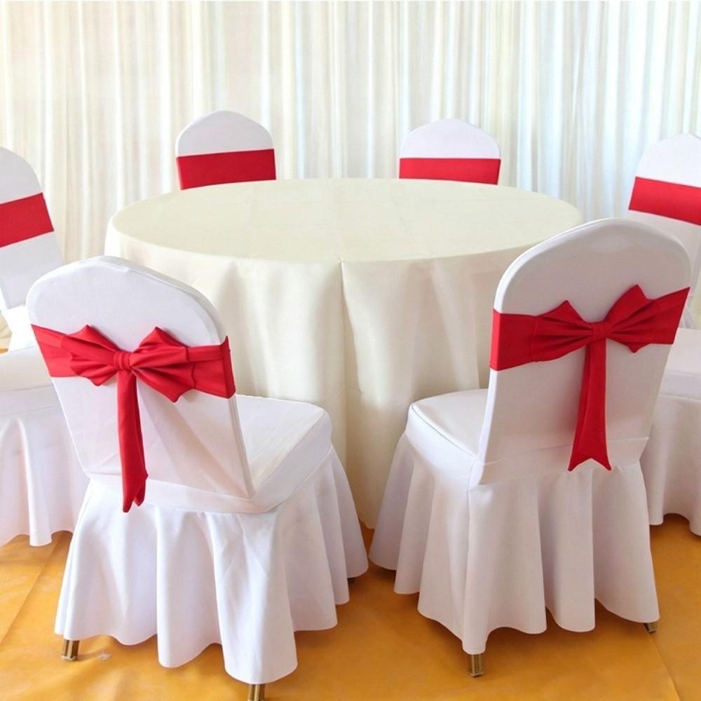 Pretied Bow Stretch Chair Sashes Elastic Design No-tie Chair Cover Sash  Wedding Decoration
