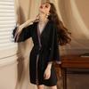 Seductive Sexy Pajamas Ice Silk Nightgowns Long Sleeves Silk Lace Loungewear