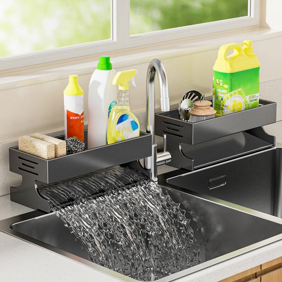 Kitchen Storage Rack Sponge Holder Drain Basket Multi-Purpose Organizer for Sponges Rags And Cleaning Supplies