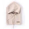 Ladies' 100% Cashmere Double-Sided Balaclava Hat With Label For Autumn&Winter Warmth Solid Color Drawstring Pullover Knitted Hat