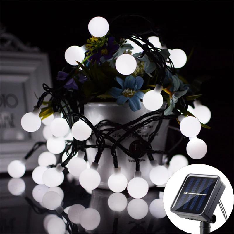 Solar Globe Ball LED String Lights 20/50/100 LED 8 Lighting Modes Wedding Fairy Light Christmas Garland Garden Party Decoration