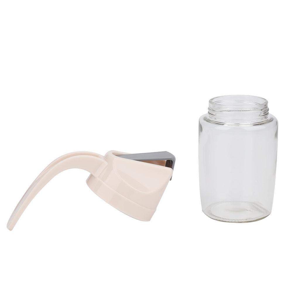 Glass Oil Dispenser Bottle  proof Dust Proof Automatic OpenCelsiusClose Oil Pot Apricot (300ml)