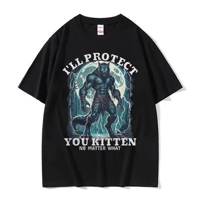Drôle Je Te Protégerai Chaton Quoi Qu'il Arrive T-shirt Mème T-shirts Graphiques Loup Alpha Homme Femme Mode Vintage T-shirt Oversize