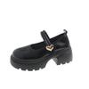 Black Round Head Thick Sole Mary Jane Small Leather Shoes Women's New Summer Retro Skirt Light Mouth Thick Heel Single Shoes