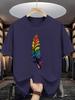 Summer Unisexs 100 Pure Cotton Casual Loose Feather Print Sports Round Neck Short Sleeved Soft Breathable Highquality Tshirt