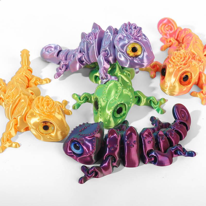 14cm 3D Printing Chameleon Toy Simulation Eyeball Chameleon Animal Model Figure Home Decoration Creative Toy Gifts