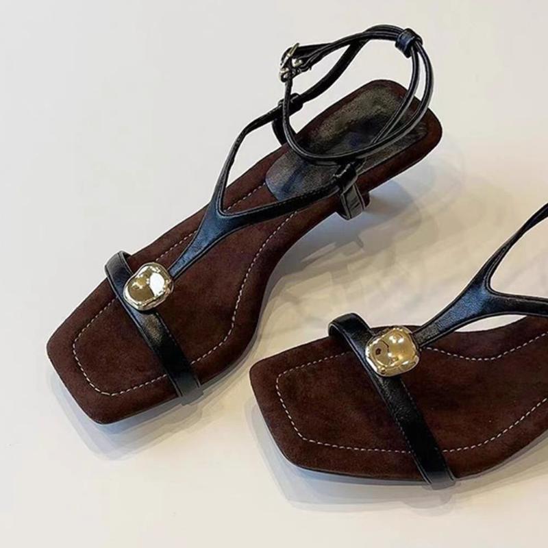 New Women High Heels Sandals Square Toe Heeled Shoes Summer Slippers 2025 Designer Party Sexy Dress Shoes Woman Pumps Zapatillas