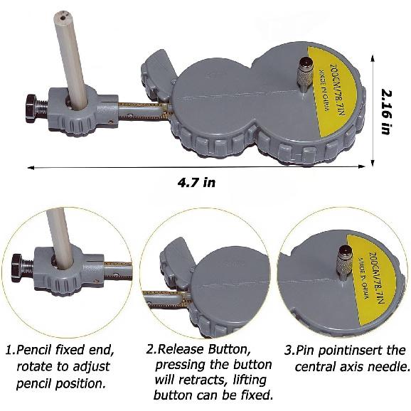 

6,56 футов Ротационная рулетка Компас Геометрический инструмент с 10 карандашами, Вращающаяся рулетка Лучевой чертежный компас для рисования окружностей и линий, Фиксируемый