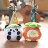 Niedlicher Panda Plüschtier Schlüsselanhänger Kurzplüsch 11cm Höhe Panda und Kaki Design