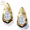 WUIHA 925 Sterling Silver Pear Cut Real GRA Moissanite Diamonds Lab Emerald Ruby Sapphire Gemstone Studs Earrings Fine Jewelry