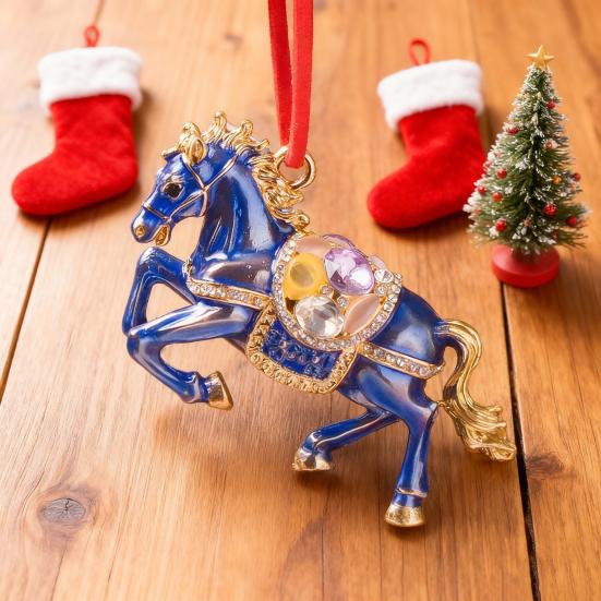 Pferd Weihnachtsschmuck Strass Baumdeko Glückliches Tierkreiszeichen Thema Festliche Feiertagsdekoration