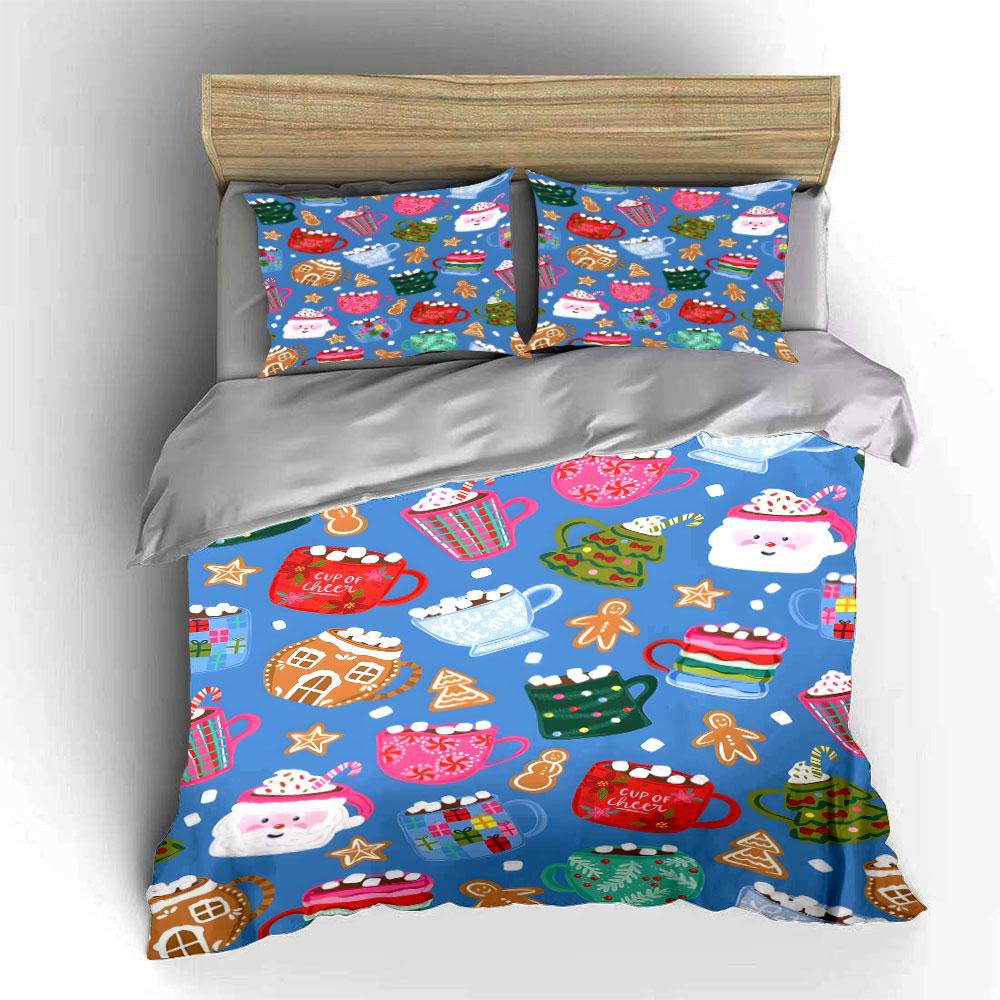 Christmas Hot Cocoa Mug Print Bedding Duvet Cover Set Duvet Cover Pillowcases (1*Duvet Cover 2*Pillowcases, without duvet insert)
