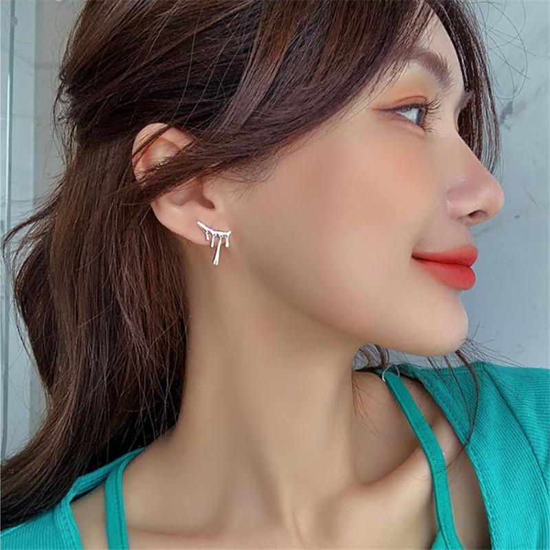 Trendy Alloy Silver Womens Asymmetric Earrings Geometric Fashion Design
