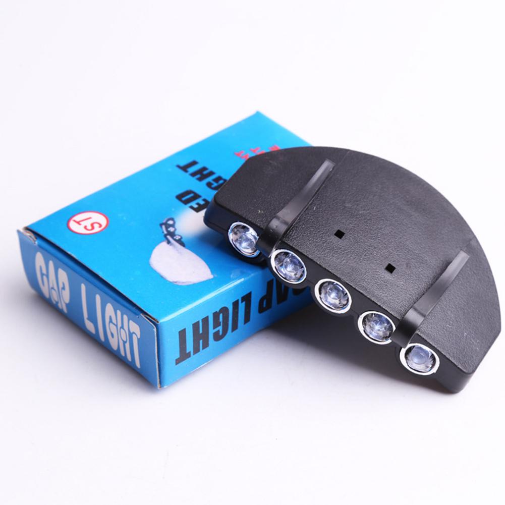 Hat Clip Light 5 Led Headlamps Cap Lights Clip On Hat Headlight Night Fishing Light With Battery For Hiking Fishing