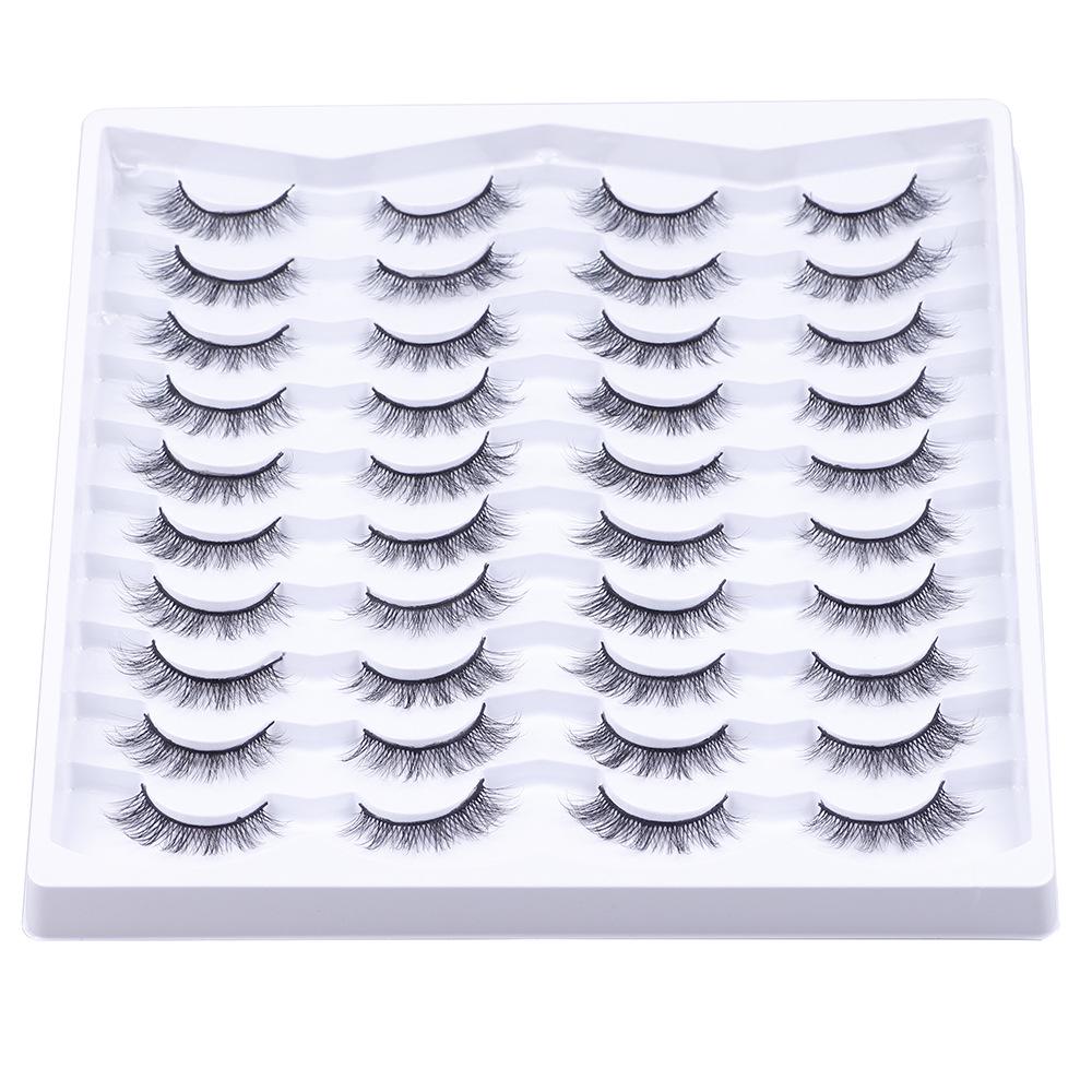 20 Pairs Dense Cross-Style False Eyelashes with Hard Stem - Large Capacity, Free Shipping