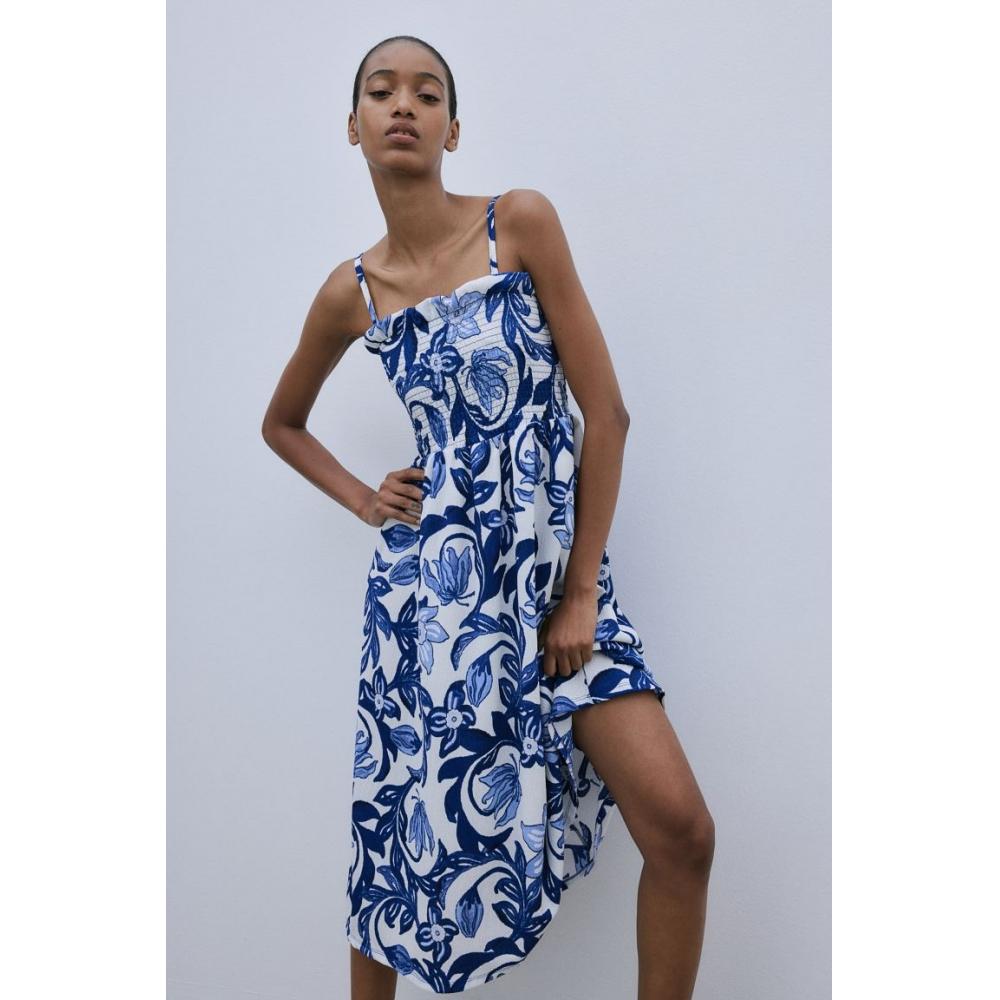 

Платье HM для курящих, белое, синее, с цветочным принтом