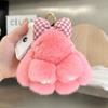 Rabbit Doll Bag Pendant Fashion Pluff Bunny Keychain Fluffy Cute Play Dead Rabbit Bowknot Smooth Rabbit Fur Keychain Girl Friend
