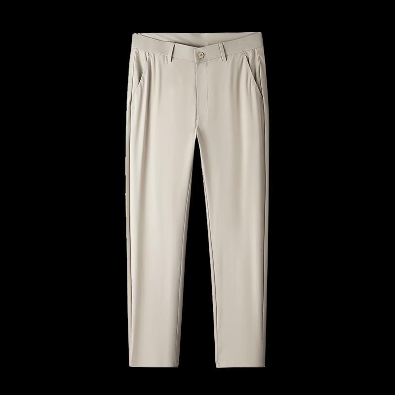 ROMON Men's Straight-Leg Ice Silk Business Casual Trousers