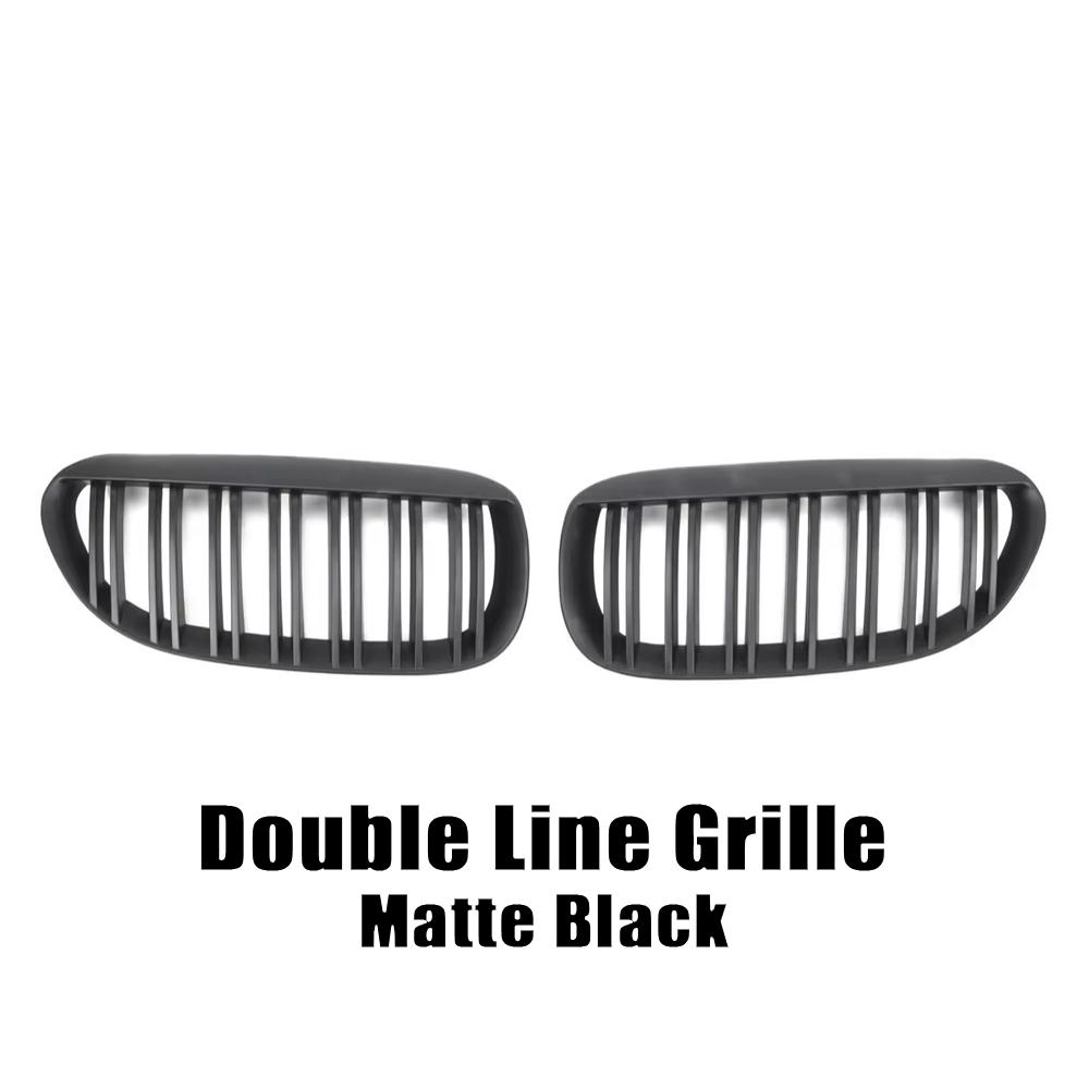 For BMW 6-Series E63 E64 2004-2010 Glossy Black Single Line Style Car Front Bumper Grilles Matte Racing Grill Accessories