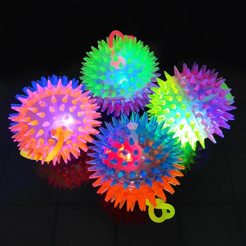 2026 Light Up Balls Party Favors Fidget Toy Stress Relief Spike Rubber Ball Led Flashing Spiky Balls Squeeze Toys Drop Shipping
