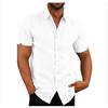 Herren Leinenmischung Kurzarmhemd Knopfleiste Einfarbig Lässiges Oberteil