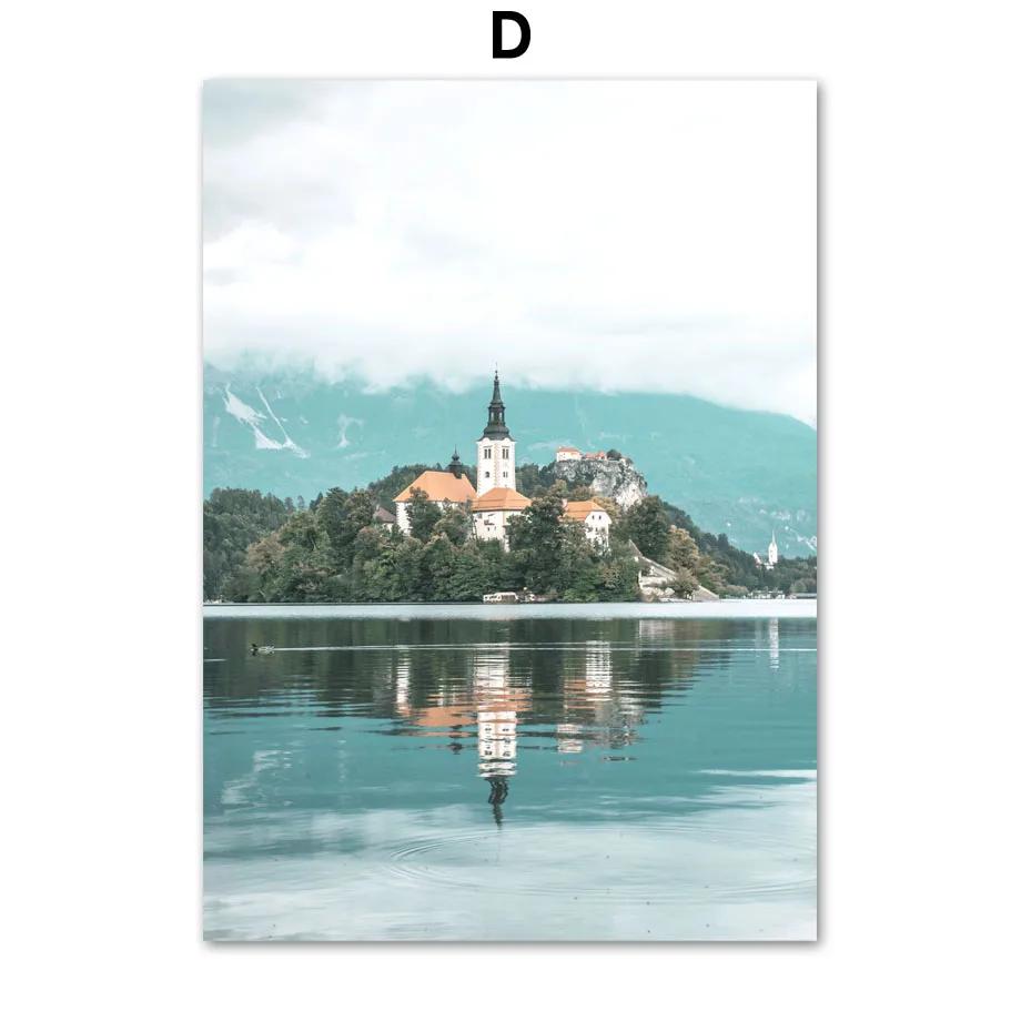 Calm Ocean Landscape Seagull Beach Shell Romantic Sakura Art Canvas Print Painting Posters Living Room Wall Picture Home Decor