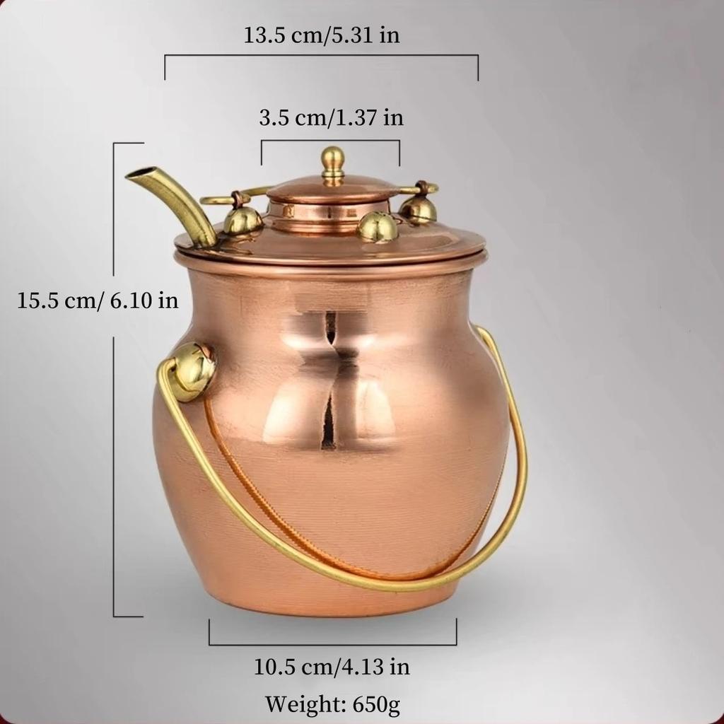Reine Kupfer-Kaffeekanne, Polier-Kreativität Milchtee-Teegeschirr Filtergewebe Hitzebeständig Handgehaltene Kanne, Teekanne Altmodische Weingläser