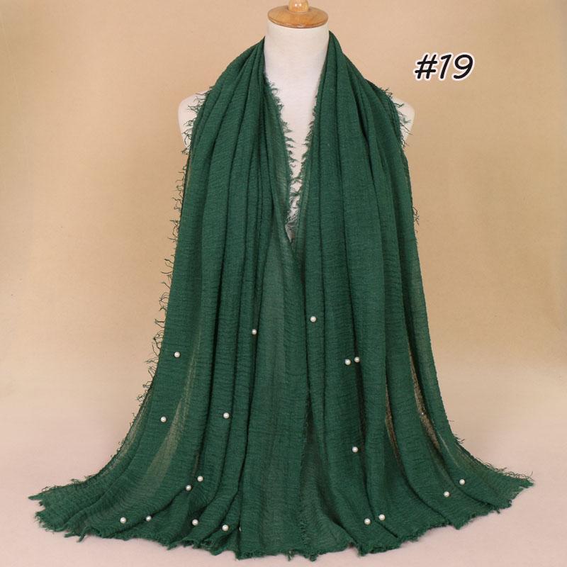 New Plain Crinkled Cotton Muslim Hijab Scarf Women Ladies Scarfs Shawls Head Wrap Pearl Beads Head Scarves Soft Muffler Stole