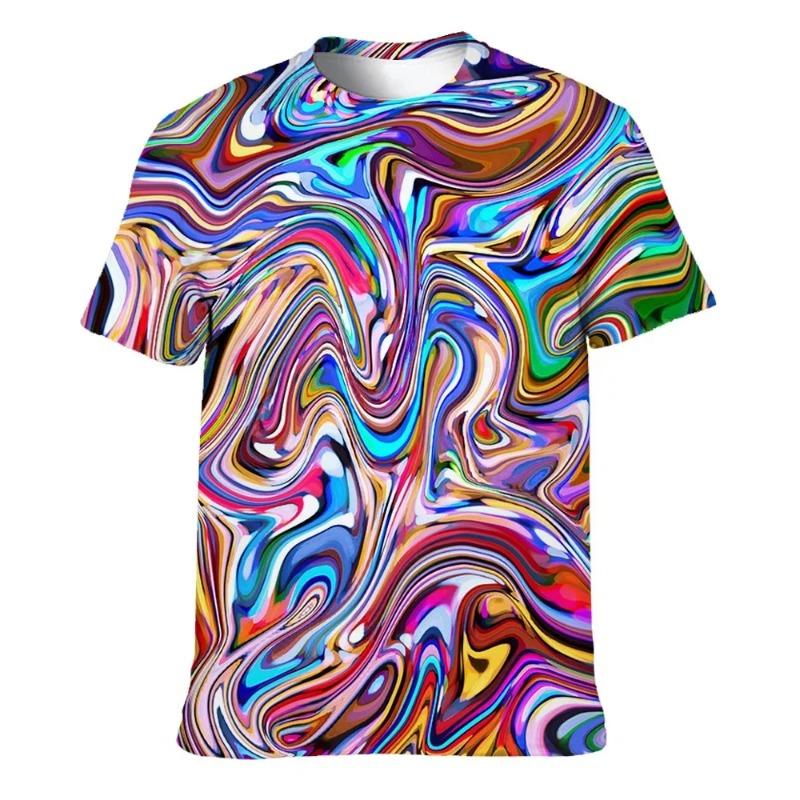 

Красочные футболки для мужчин с 3D-принтом, неоновая абстрактная футболка с коротким рукавом 6XL