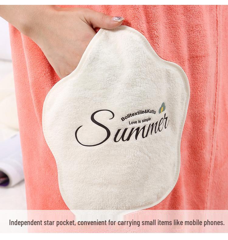 Women's Plus Size Coral Fleece Bath Skirt with Spaghetti Straps - Thick and Extra Large Wearable Bathrobe