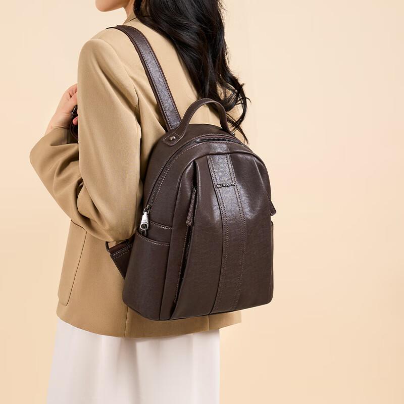 RED DRAGONFLY Travel Backpack, Cowhide Leather, Commuter Bag