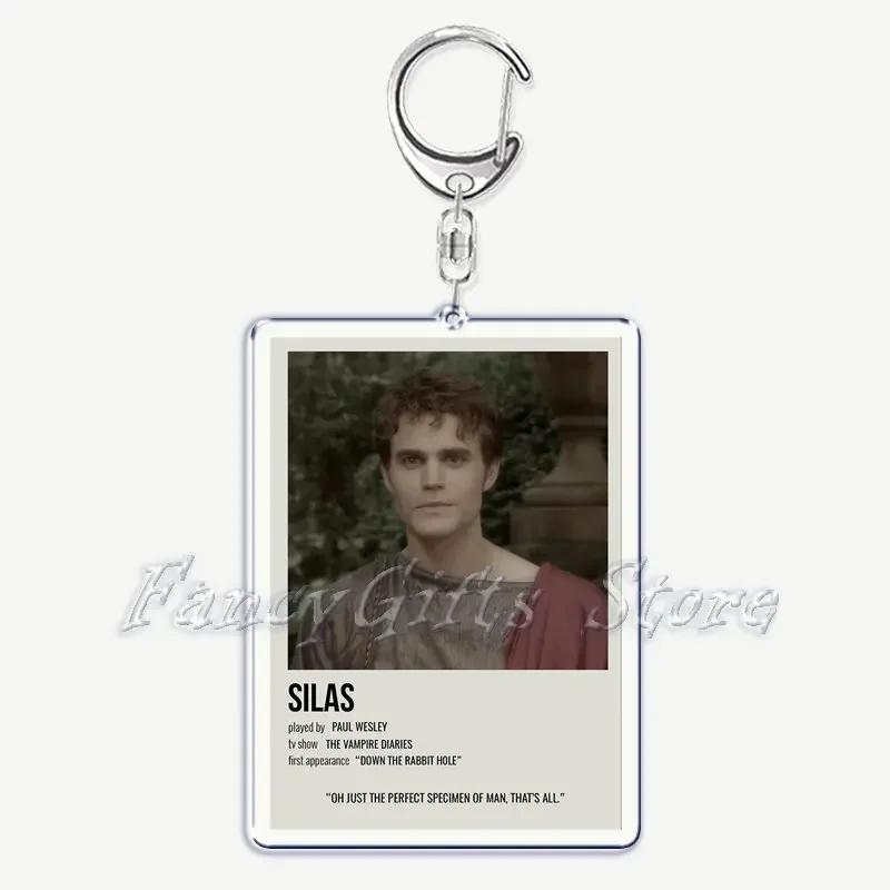 The Vampire Diaries TV Keychain for Accessories Bag Rectangle Pendant Key Chain Ring Damon Elena Stefan Keychains Jewelry Gift