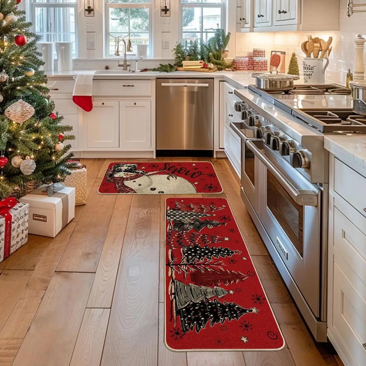 

Christmas Kitchen Mats Long Rugs Crystal Velvet Carpets for Living Room Bedroom Absorbent Non-slip Foot Mats Doormat Vloerkleed 40x60 and 40x120cm
