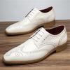 New Men's Pointed Green White Casual Brogues Oxford Shoes Male Wedding Dress Homecoming  Formal Wedding Formal Footwear