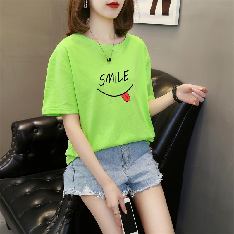 Harajuku funny letter print Short Sleeve T-shirts Women Summer pure cotton Casual loose student T Shirt Women's Y2k Tops