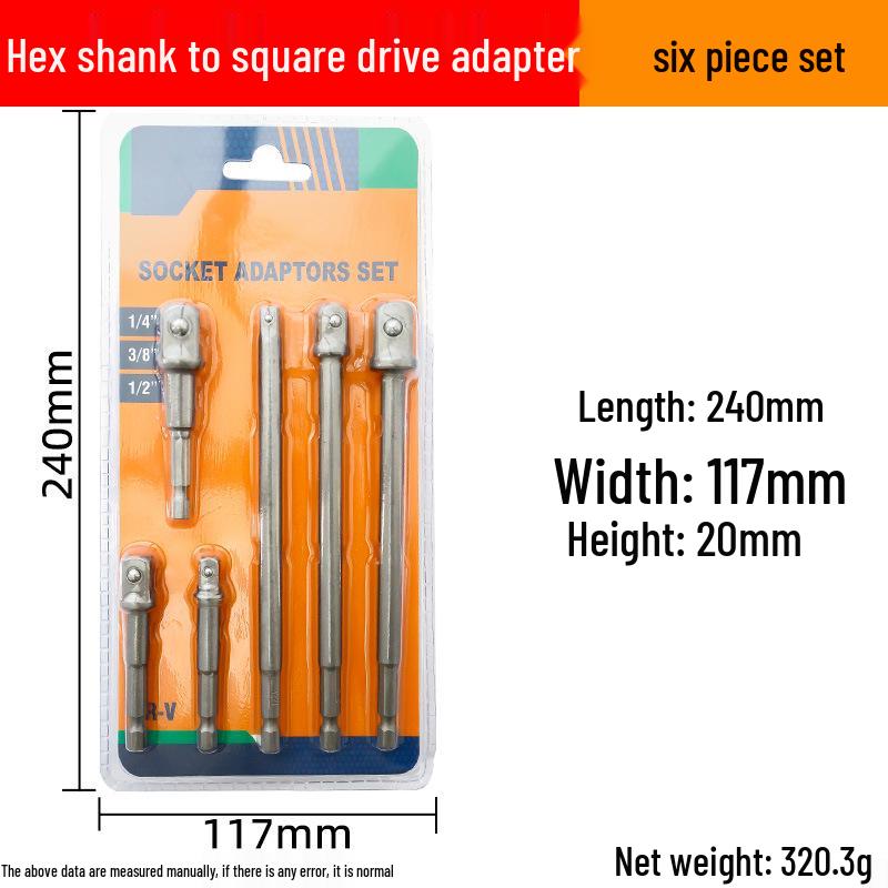 Socket Head Connection Rod: Hex Shank to Square Drive Adapter for Electric Wrench and Hand Drill