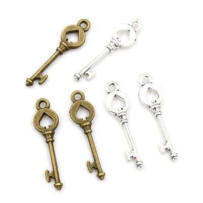 30pcs 28x7.5mm Vintage Heart Key Charms Bronze Antique Silver Color Plated Pendants Making DIY Handmade Tibetan Finding Jewelry