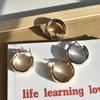 Silver Needle Geometric Circle Korean Style Dangle Earrings - Versatile and Trendy Fashion Statement.