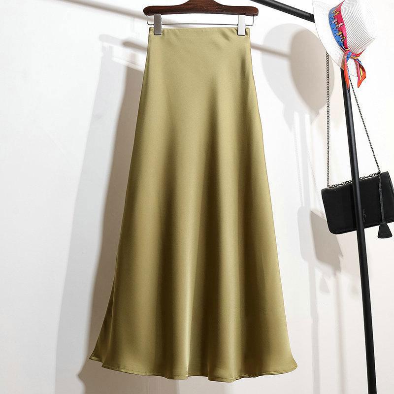 Women's High Waist Satin A-Line Skirt Elegant Mermaid Long Skirt Office Commute Summer Wear