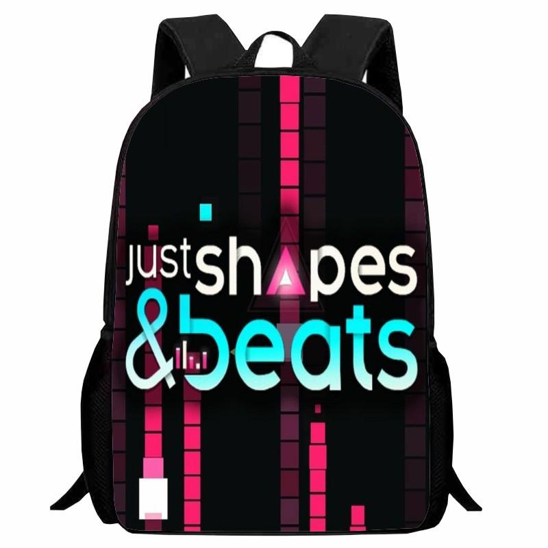 Printed Shapes Rhythm Just Shapes & Beats School Bag, Cartoon Action Backpack for Men and Women