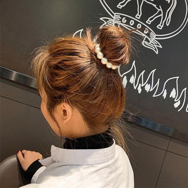 Ruoshui Woman Big Pearl Hair Ties  Korean Style Hairband Scrunchies Girls Ponytail Holders Rubber Band Hair Accessories