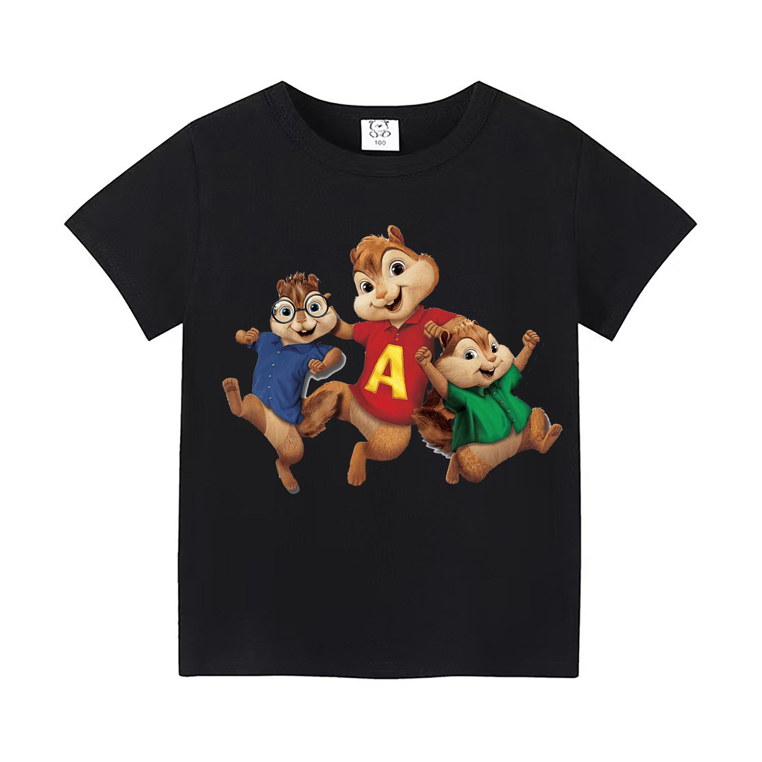 Süßes Cartoon Mode Streifenhörnchen Kleidung Kinder und Teenager Oberteil Sommer Kinder Kurzarm T-Shirt Jungen und Mädchen 120