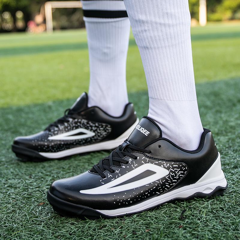 PU Leather Baseball Shoes Non-slip Men's Sports Shoes Waterproof Sneakers Elastic Trainers Rubber Soled Shoes