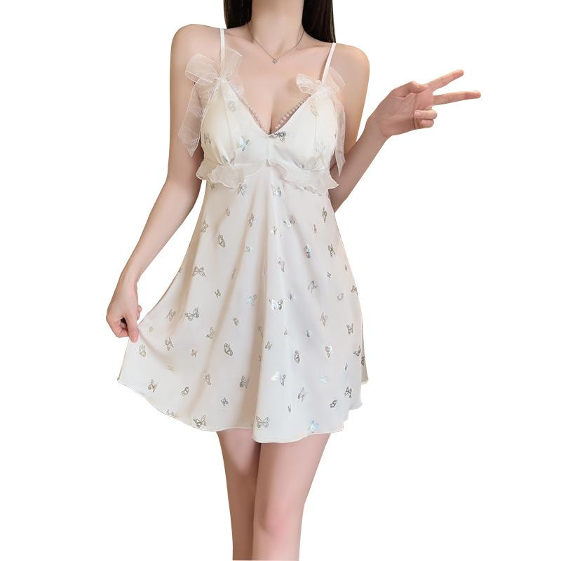 Women's Plus Size Silky Deep V Padded Sleep Dress Lounge Set