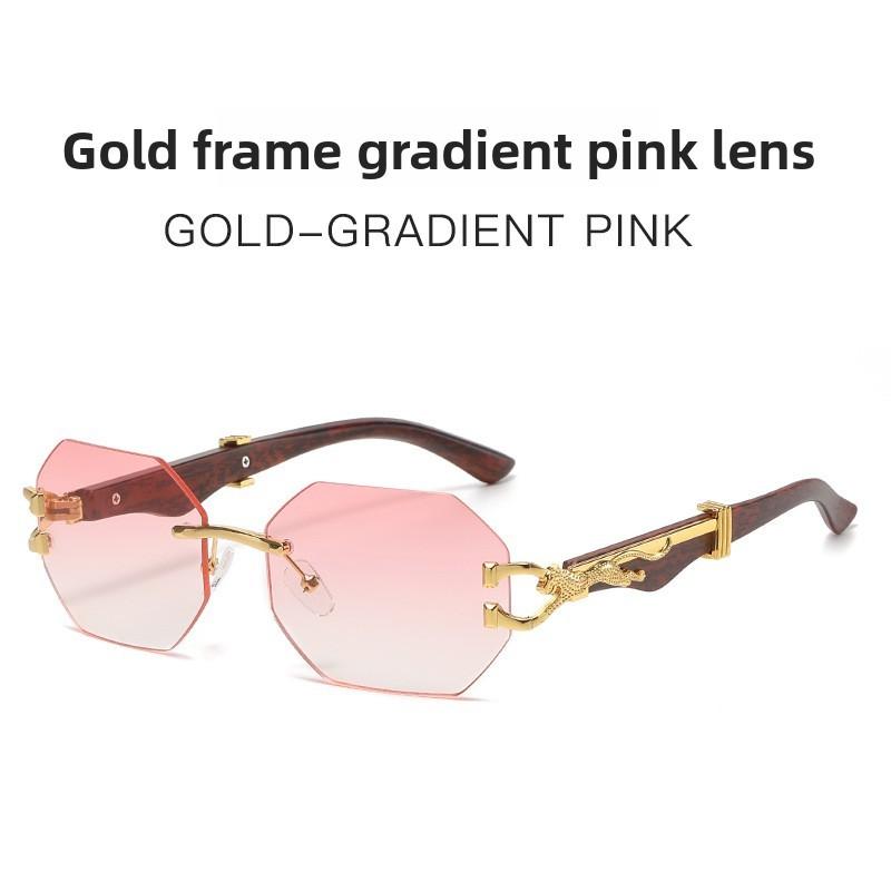 Leopard Pattern Vintage Wooden Frame Sunglasses With Uv400 Protection For Fashion And Driving