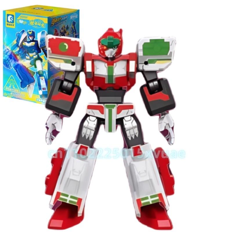 New SEMBO METAL CARDBOT Building Block Xuan Blue Lightning Transforming Robot Assembly Movable Model Toy Collect Children's Gift